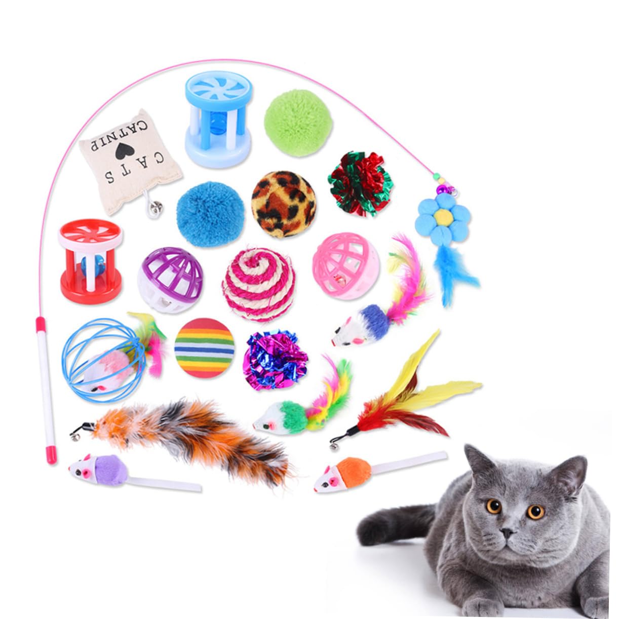 DOITOOL 60piezas Juguete Interactivo para Gatos De y Accesorios para Estimulación y Diversión para Mantener Tu Gato y Saludable