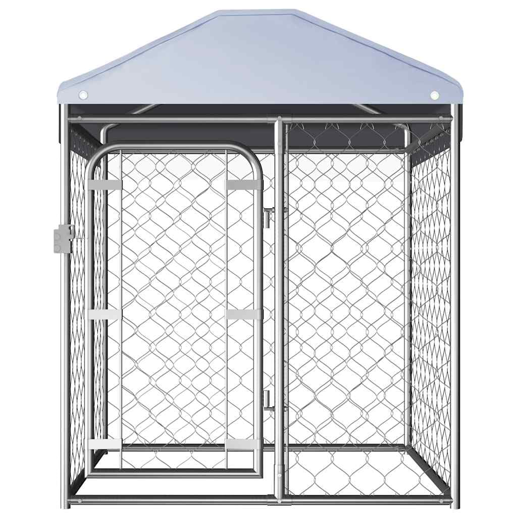 Canile Esterno Acciaio Zincato 100x100x125 cm Argento | Rete Metallica 60x60 mm, Porta Laterale con Serratura, Facile Montaggio, per Cani