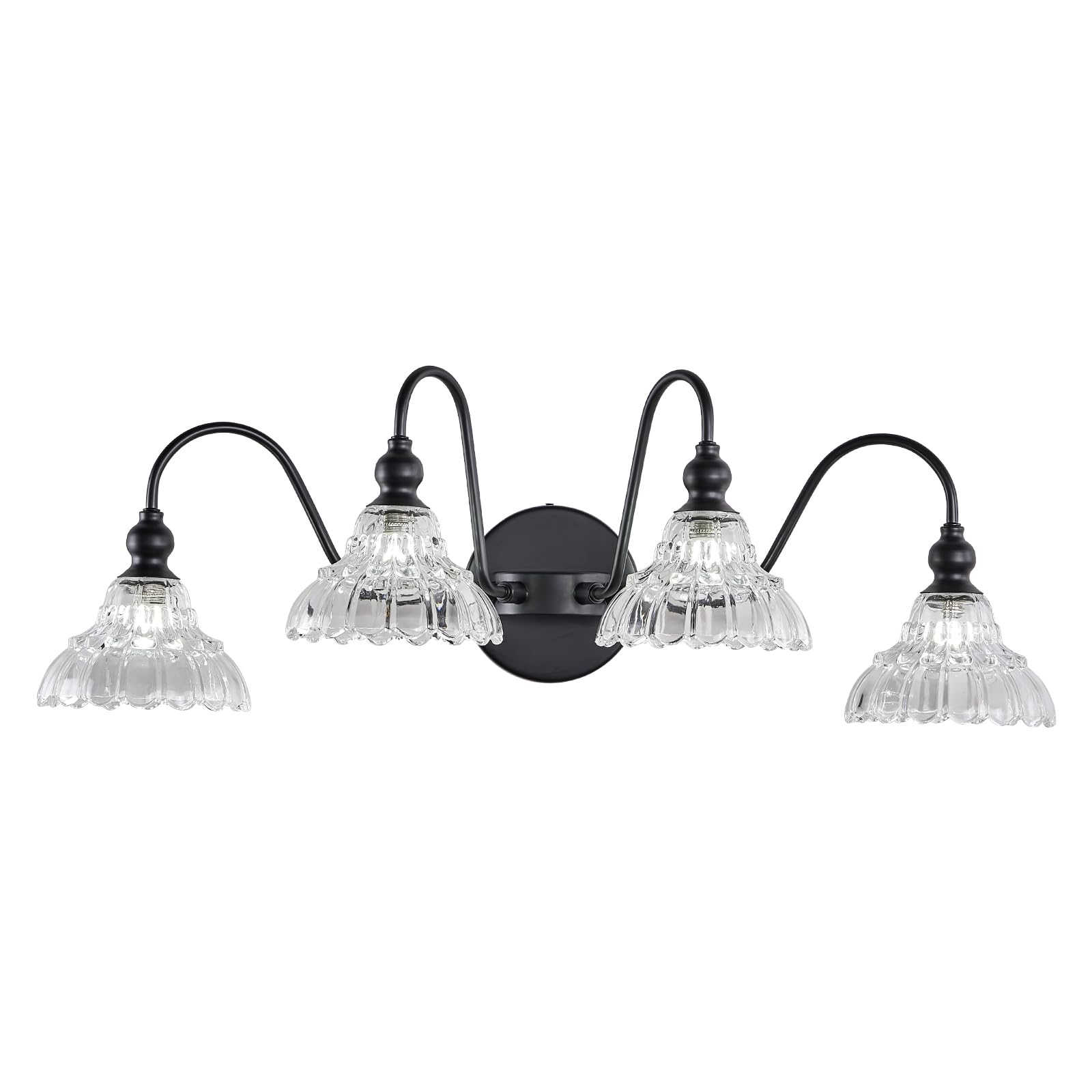 Black Vanity Light Fixtures, 4-Light Bathroom Light Fixtures Vintage Wall Sconces for Dining Room Bathroom Bedroom