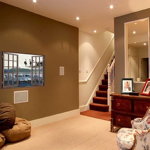 Miniatura 3 de Pegatinas de vista de olas marinas para pared de cuarto, calcomanías de pared bohemias para ventana de color marrón, decoración de pared para