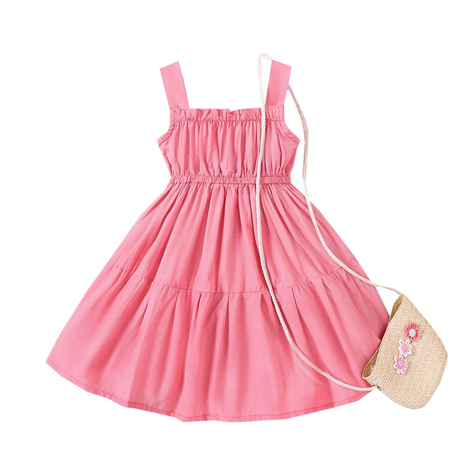 ADMAY Vestidos de verano para niñas, vestido de princesa para niños, de 2 a 8 años, totalmente algodón, sin mangas, casual, vestido de falda para niñas de 12 años