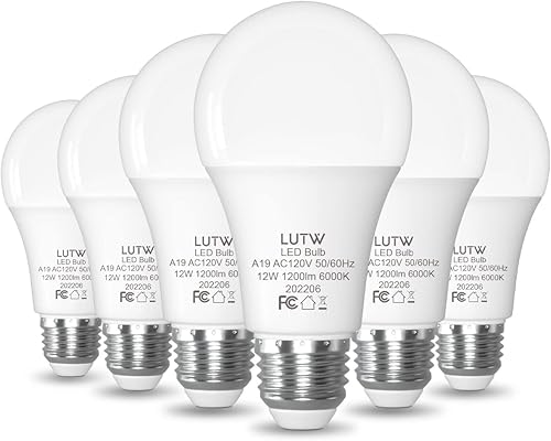 LUTW Bombillas LED equivalentes a 100 vatios, bombilla LED estándar de 1200 lúmenes, base E26 de 12 W, blanco frío, 6000 K, no regulable, perfectas