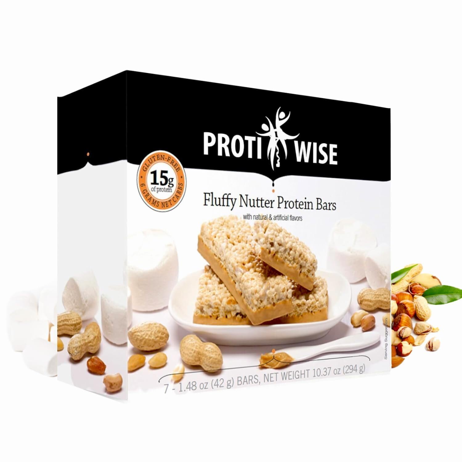 ProtiWise – High Protein 15g Bar | 7/Box | Weight Loss, Diet, KETO Friendly, Hunger Control, Meal Replacement | Gluten Free, Low Fat, Low Sugar (Fluffy Nutter)