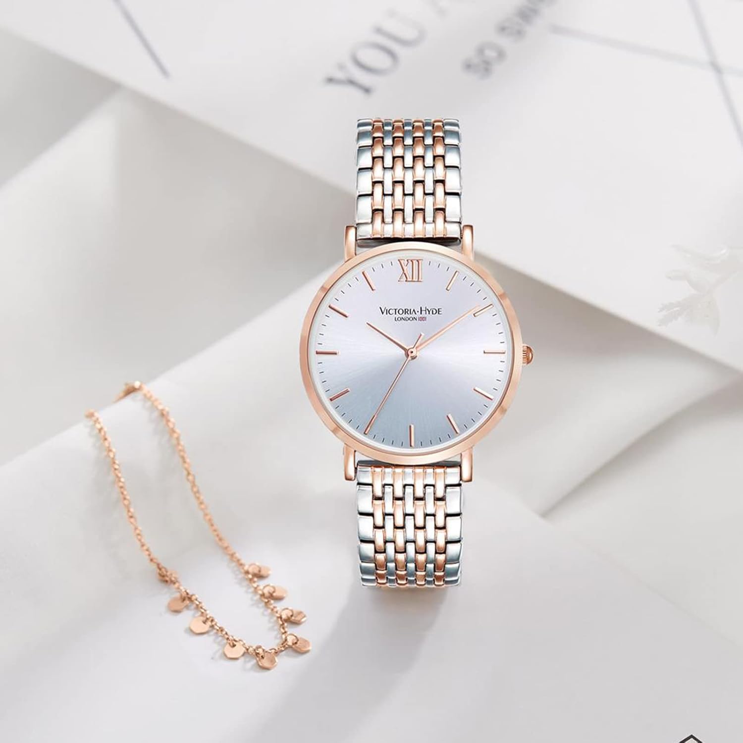 VICTORIA HYDE Orologio da donna analogico al quarzo da donna in acciaio inossidabile impermeabile orologio da polso con bracciale