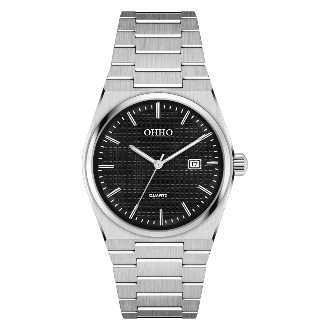OHHO Mens Watch Analog Quartz Black Dial Wrist Watch for Men Business Stainless Steel Dress Watch Auto Date Analog Watch -for Men (B0CY5823VZ) Amazon Price History, Amazon Price Tracker