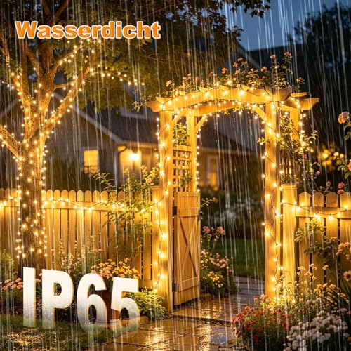 litogo [2 Stück] Solar Lichterkette Aussen, 12M 120 LED Lichterkette Außen Wasserdicht KupferDraht 8 Modus Solarlichterkette Deko für Garten, Balkon, Terrasse, Tor, Hof, Hochzeit, Party (Warmweiß) 4