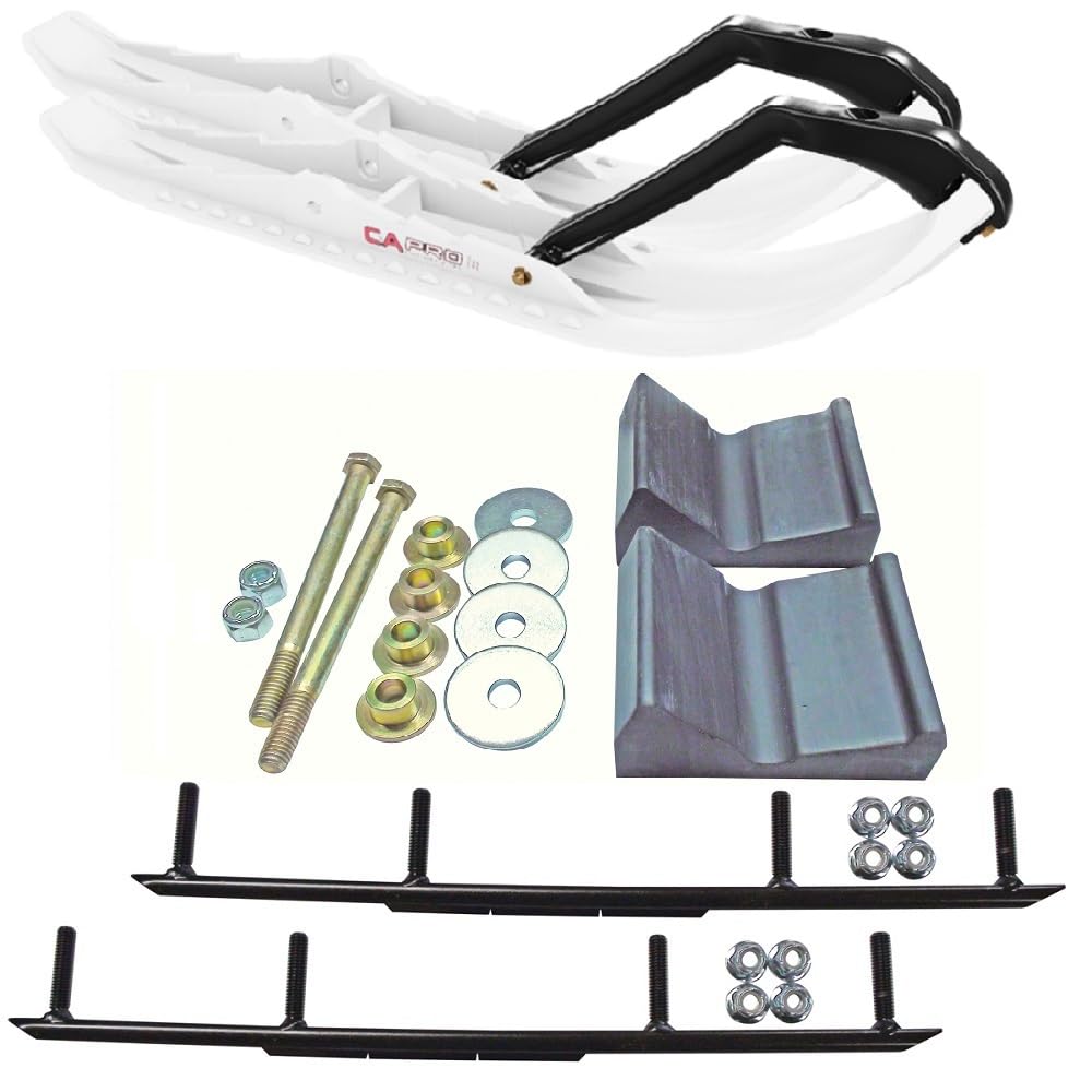 C&A Pro White TMX Snowmobile Skis w/ 6