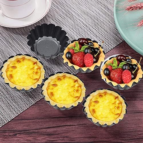 LYTIVAGEN 12 PCS Egg Tart Mold Carbon Steel Cupcake Moulds Egg Tart Tin Non Stick Muffin Cake Mold Pudding Moulds for Home Restaurant Kitchen Cake Baking Tool (6.5cm x 2.3cm)