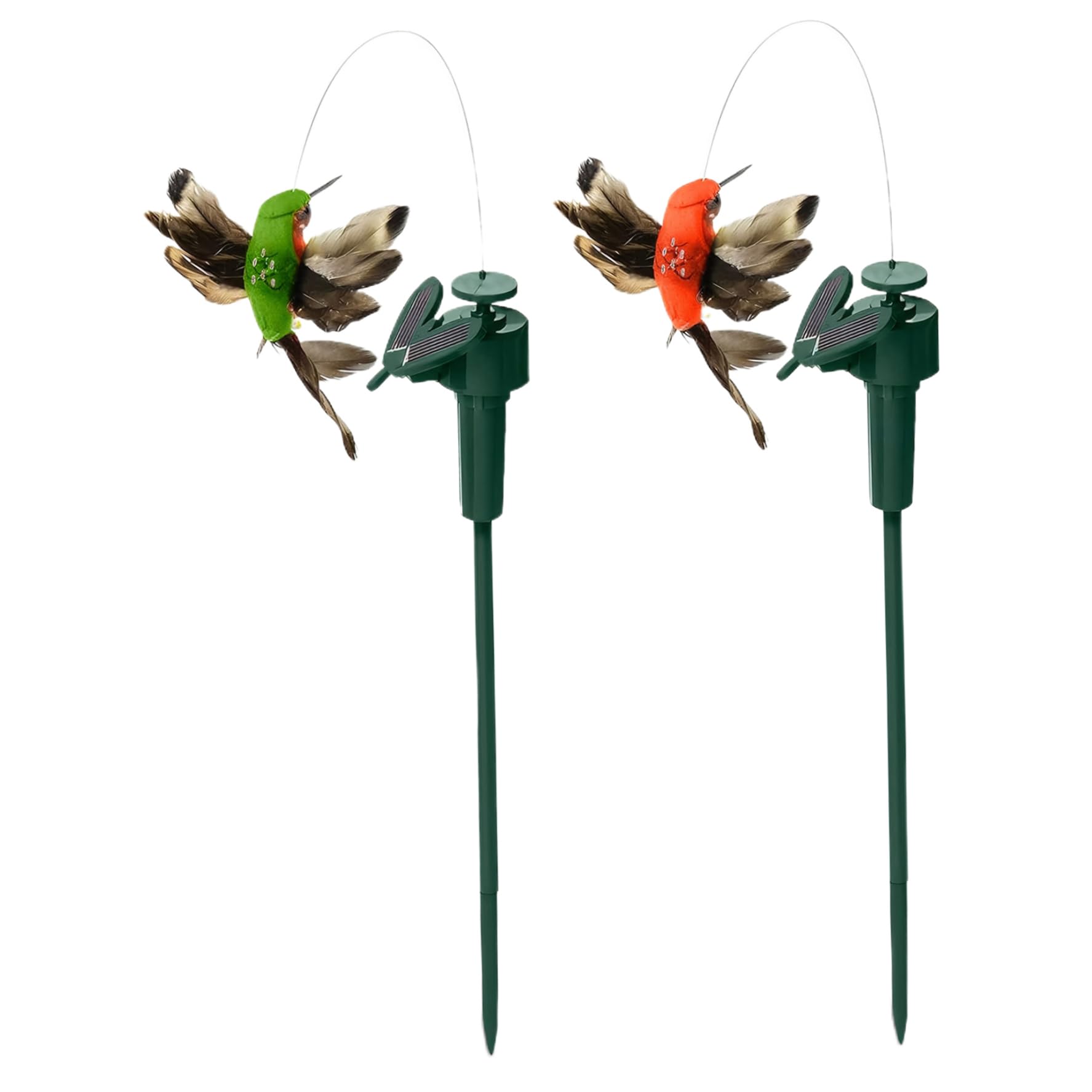 Wxyestna Random Color 2Pcs Solar Or Battery Fluttering Hummingbird Garden Ornament With 40Cm Pole Wobble Flying Bird Stakes