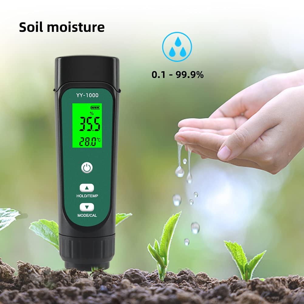 3 in 1 Misuratore di umidità del tester di umidità del misuratore di umidità del tester del tester di umidità del display Rimuovere gli analizzatore del test delle sonde for la piantatura dello strume