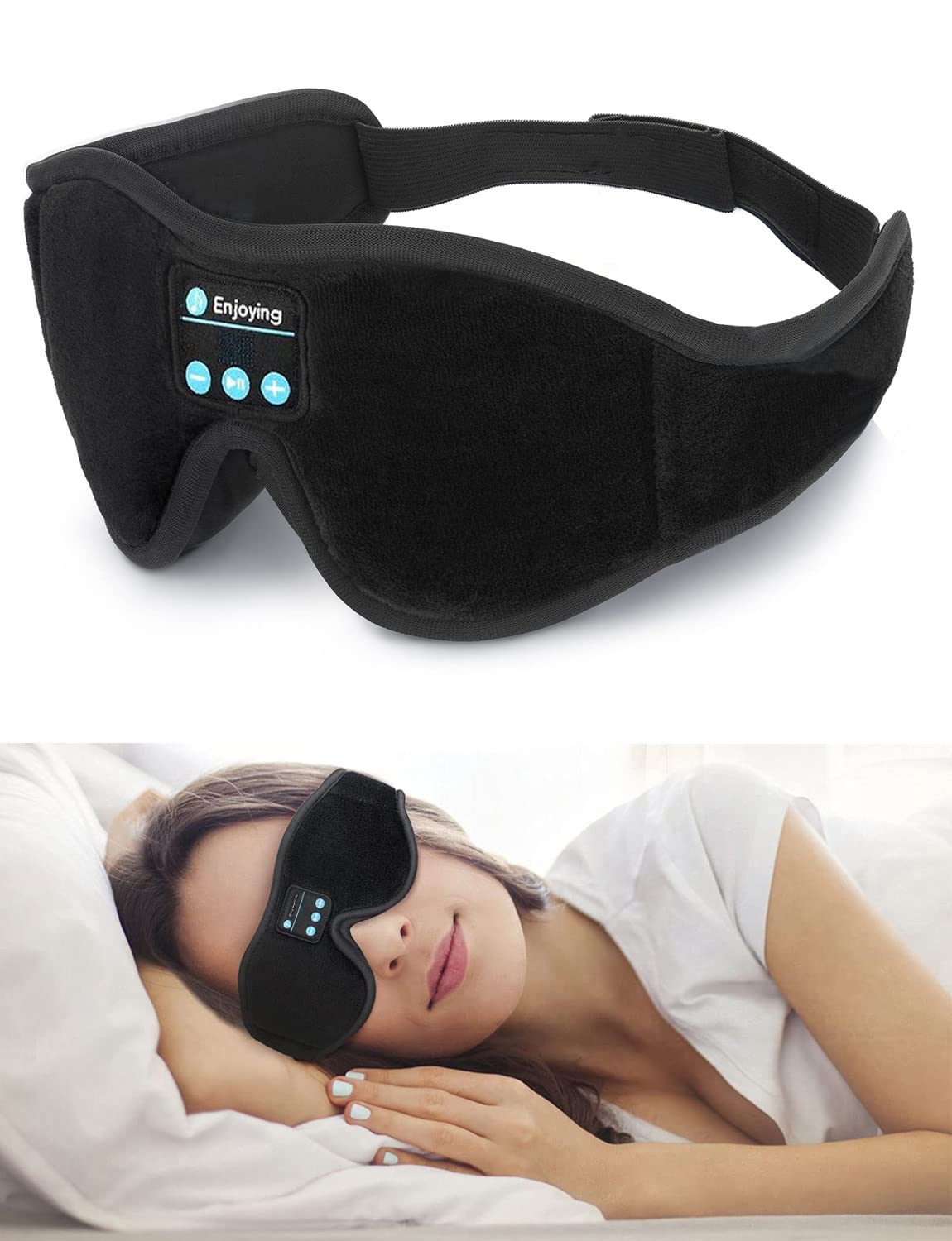 Sleep Headphones, Usoun Bluetooth Eye Mask 3D Sleep Mask Headphones Built-in HD Speaker, Wireless Music Headband Headphones Perfect for Side Sleepers Yoga,Meditation,Insomnia Great Gift for Men Women