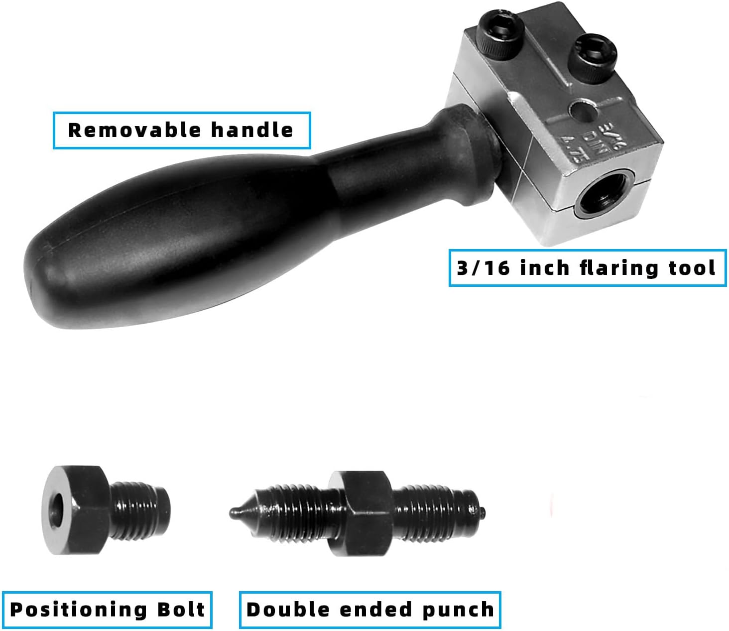 3/16 Double Flaring Tool Kit Automotive Brake Line Double Flaring Tool 4.75mm ISO/DIN Bubble Flare with Removable Handle for Car Repair & Brake Line Repair