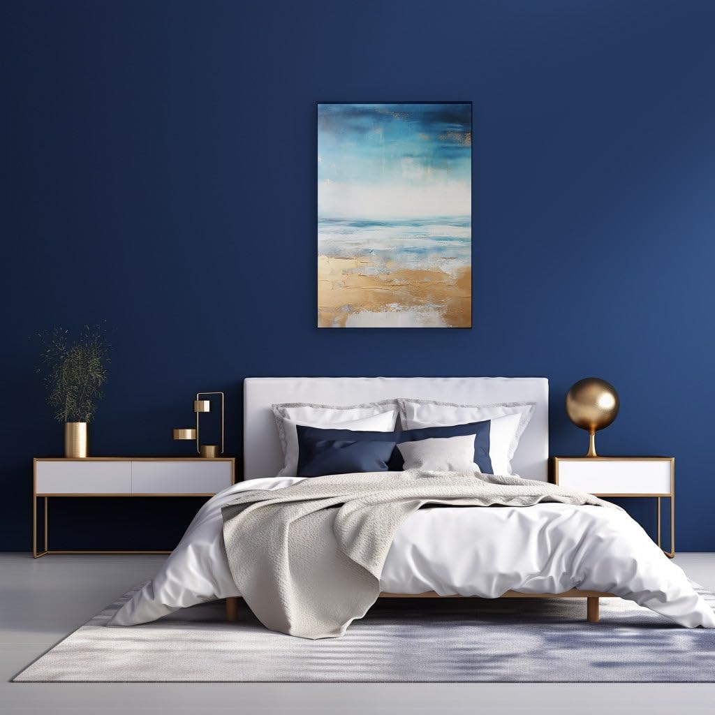 Canvas for Living room. Embracing Serenity: An Abstract Vision of Seaside Tranquility, 27 x 18 inch Canvas Wall Art - Contemporary Masterpieces - Modern Home Decor