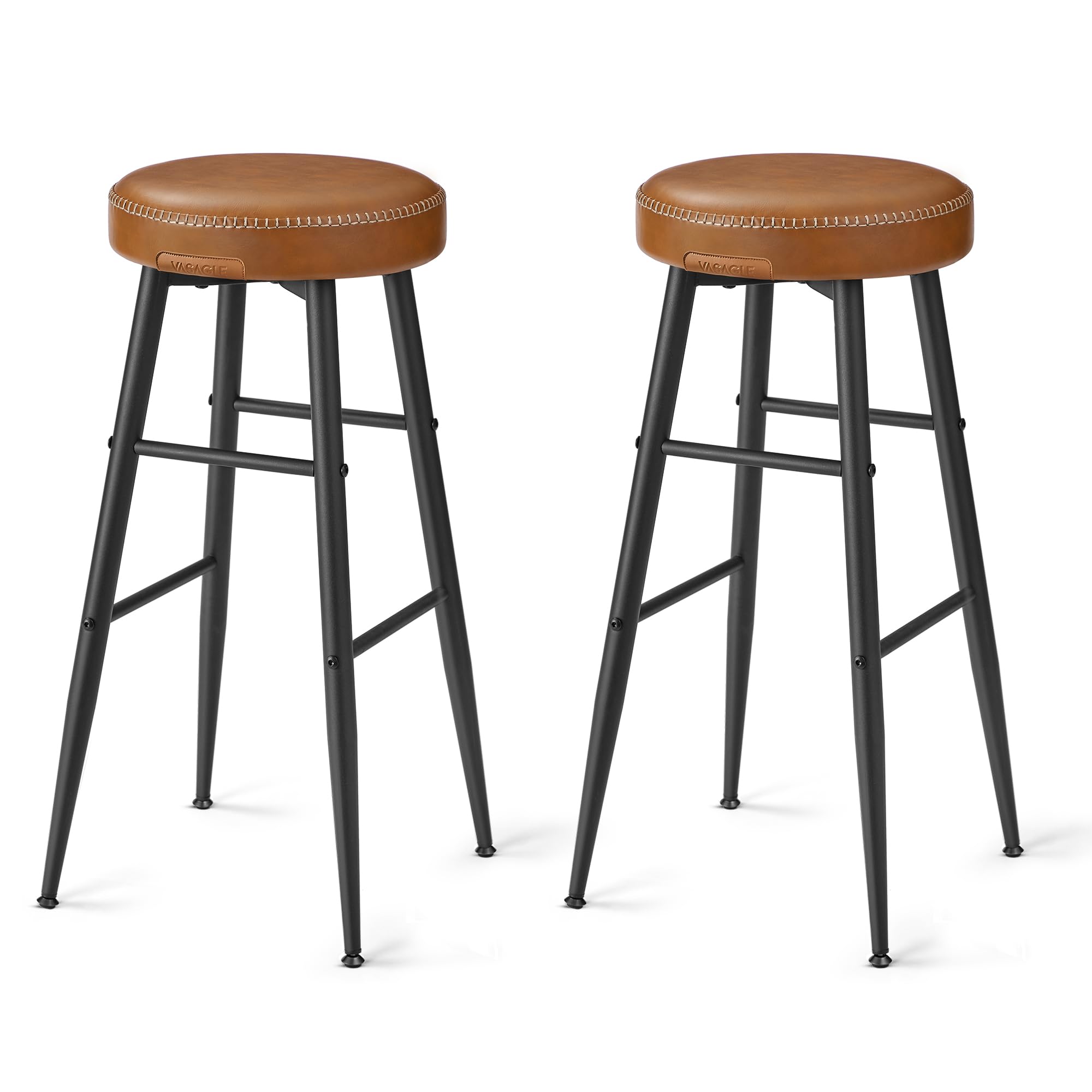 VASAGLE Collection EKHO - Lot de 4 Tabourets de Bar, Chaises de Bar, Chaises de Cuisine, en Similicuir, Hauteur d’Assise 63 cm, pour Cuisine et Salle à Manger, Noir Encre, LBC090K01V1