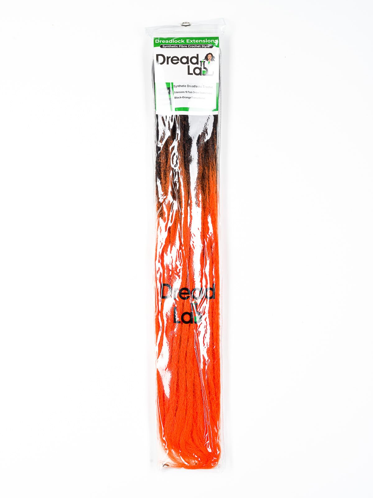 DreadLab - Double Ended Synthetic Dreadlocks (Pack of 10) Crochet Extensions (Black Orange Transitional Crochet) - Image 2