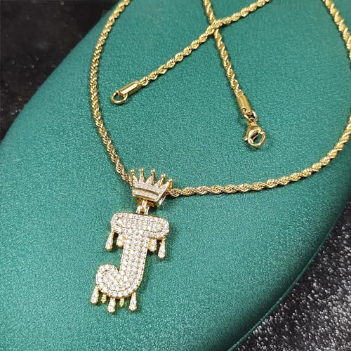 Initial Necklace for Men Women,Crown Letter Pendant with 24 Inch Chain,Cubic Zirconia Capital Monogram Pendant Necklace Jewelry Gift4