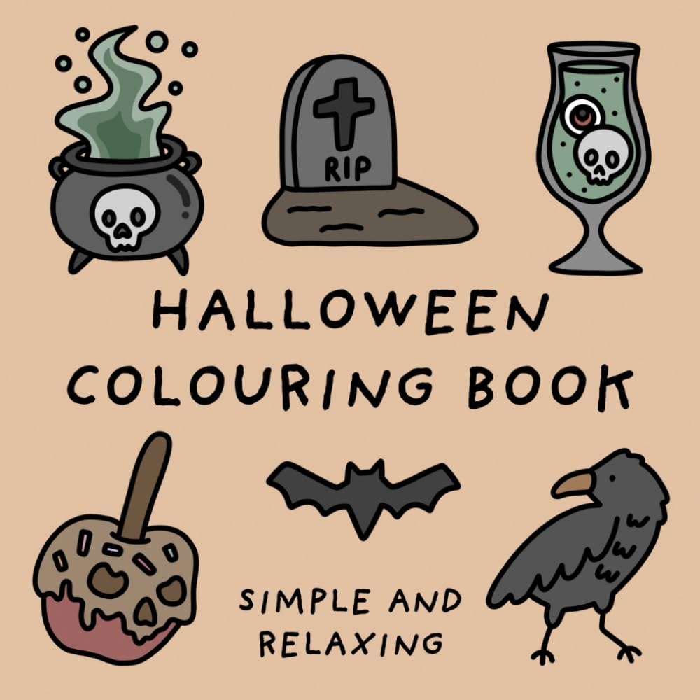 Halloween Colouring Book (Simple and Relaxing Bold Designs for Adults & Children) (Simple and Relaxing Colouring Books)