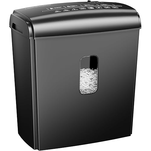 8-Sheet Micro Cut Paper Shredder P-4 High Security for Home Office Use with Handle, Shreds Credit Card/Staple 4 Gallons(Black) Visual Window Wastebasket