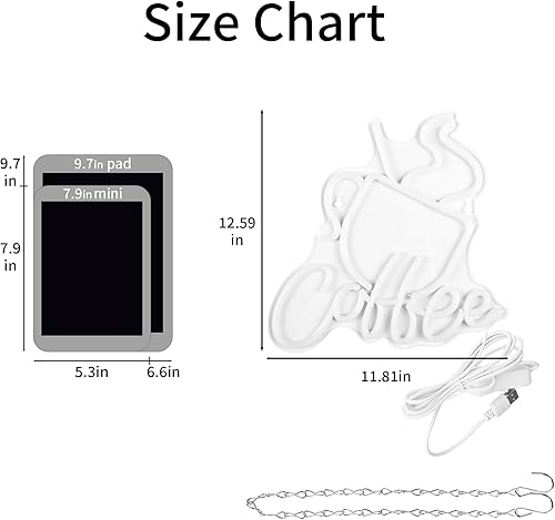 Miniatura 3 de Letrero de neón de café para decoración de pared, luz LED de neón brillante para negocios, para cafetería, bistró, cafetería, tienda, bar,