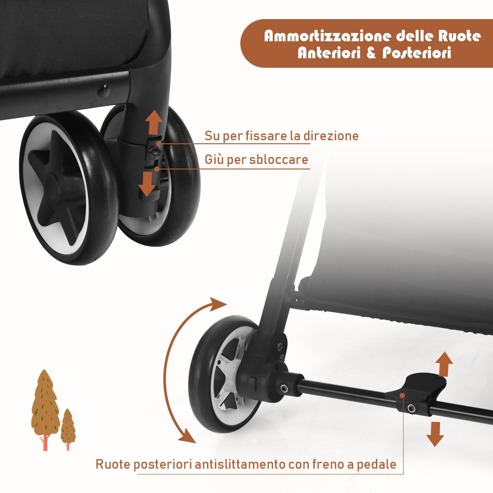 RELAX4LIFE Passeggino Leggero per Bambole 0-3 Anni, Passeggino Pieghevole con Una Mano, Telaio in Alluminio, Schienale Regolabile, Passeggino da Viaggio con Zanzariera e Cinture 5punti (Blu scuro)