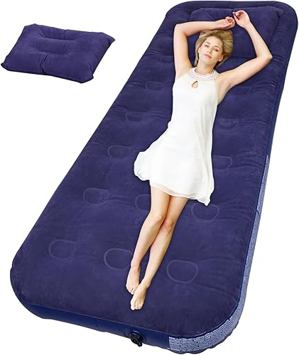 Teamaze Colchoneta de dormir para campamento, colchón inflable de 8.6 pulgadas para acampar ultra grueso, colchón de campamento con almohada ligera,