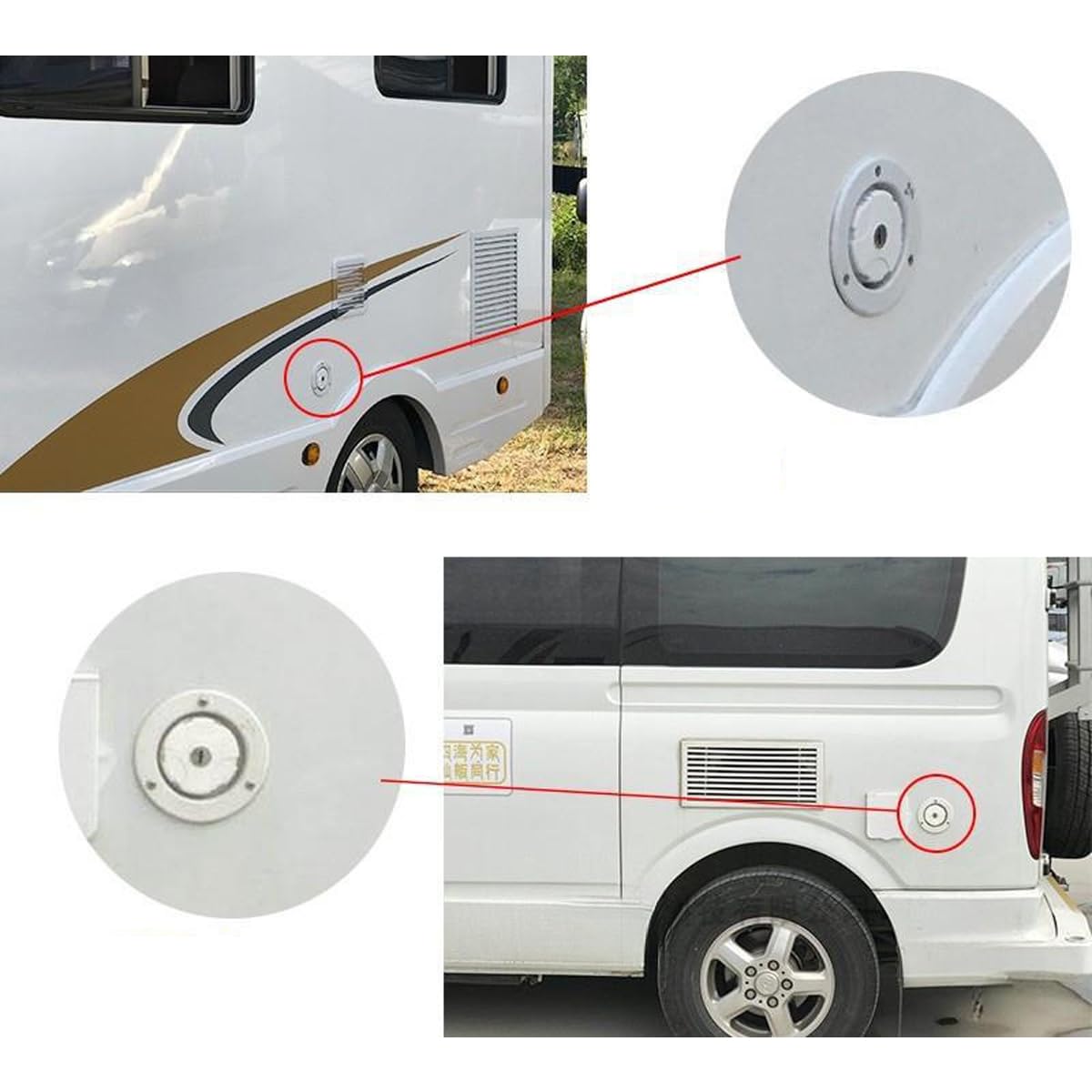 Qury Tapa de Tanque de Agua para Caravana, Tapa de llenado de Agua por Gravedad con Cerradura y Llave, para autocaravanas (Blanco)