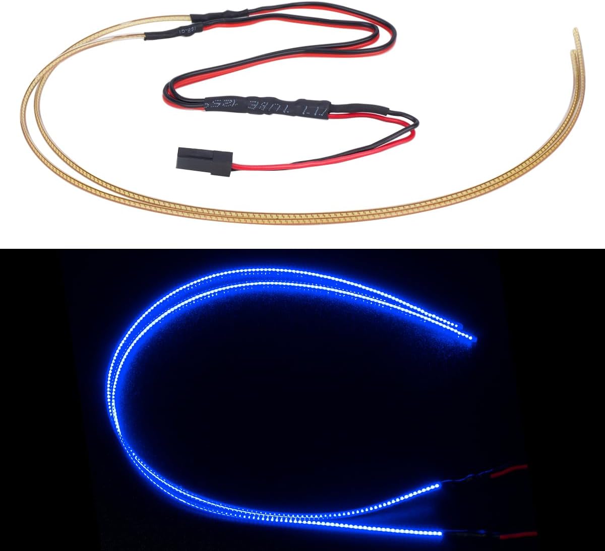RC LED Strip Lights for TRX4M SCX24 1/24 1/18 Crawlers - Flexible, Cuttable- Easy Installation with Cable Ties (Blue)