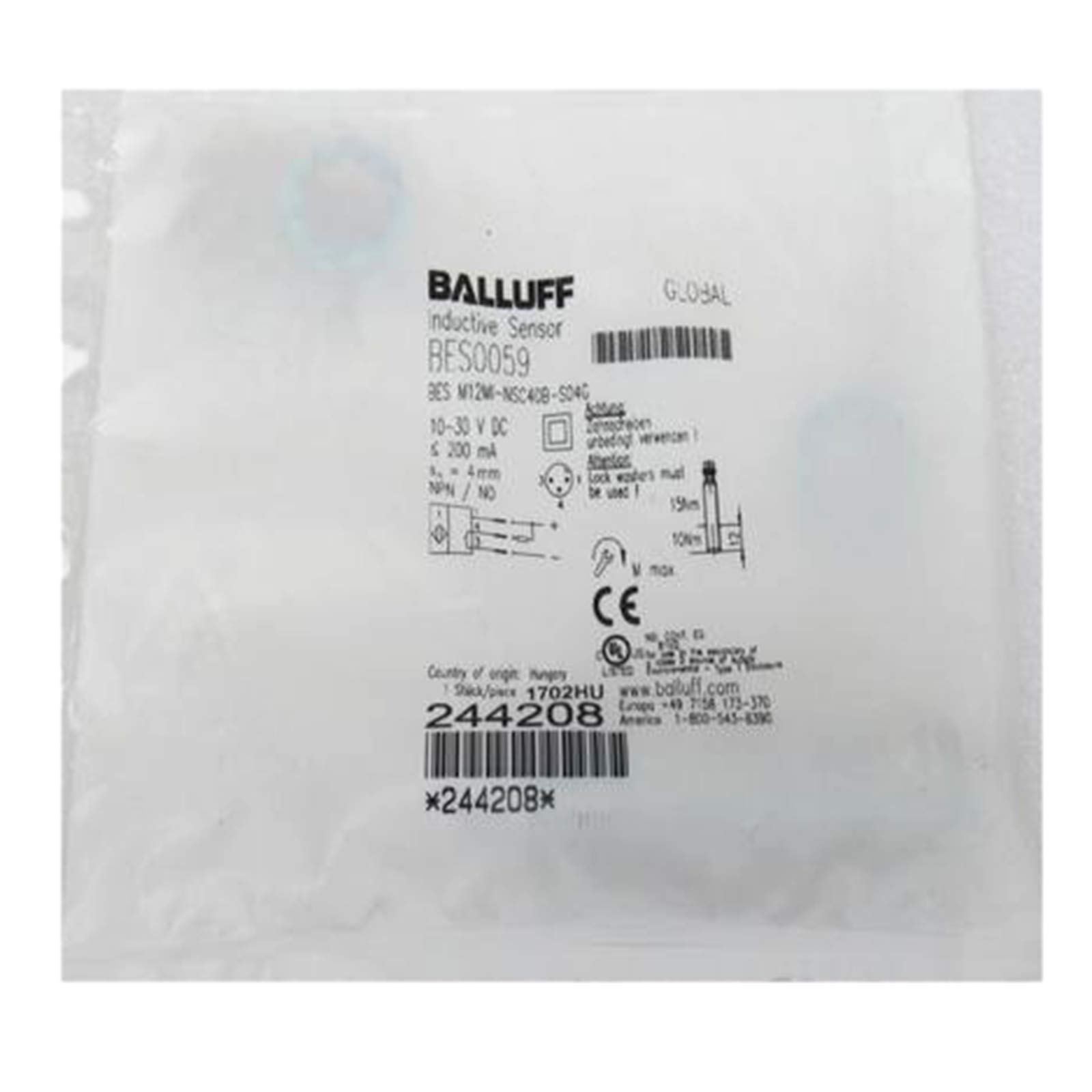 Carus Tool BALLUFF BES M12MI-NSC40B-S04G?BES0059 ?Inductive Standard Sensors NPN New