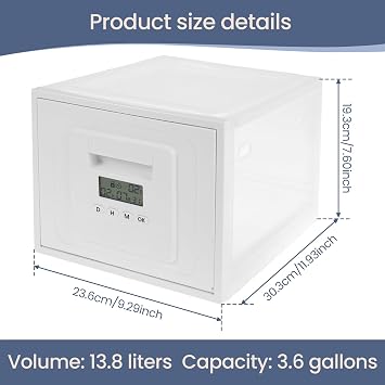 Digital Timed Lock Box, Medicine Locker, Phone Jail Timer, Clear Lock Box, Locking Time Snack Container with 2 Modes, 3.6 Gallons, Kitchen Clear Lockable Safe Box, 11.9x 9.3x 7.6 in