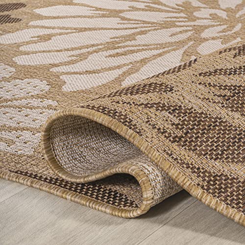 JONATHAN Y Floral Textured Weave Indoor Outdoor Area Rug 10X14 Brown/Cream, Zinnia Modern for Backyard, Patio, Porch, Easy-Cleaning, High Traffic, Pet-Friendly, Non-Shedding (SMB110I-14) JONATHAN Y Floral Textured Weave Indoor Outdoor Area Rug 10X14 Brown/Cream, Zinnia Modern for Backyard, Patio, Porch, Easy-Cleaning, High Traffic, Pet-Friendly, Non-Shedding (SMB110I-14) - Image 5