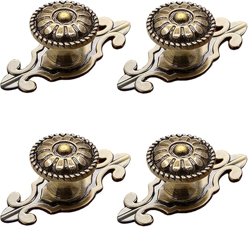 Pomos de latón para gabinetes de cocina, pomos vintage para cajones de seta, paquete de 4, pomos de cajón de gabinete de cocina, manijas de tocador,