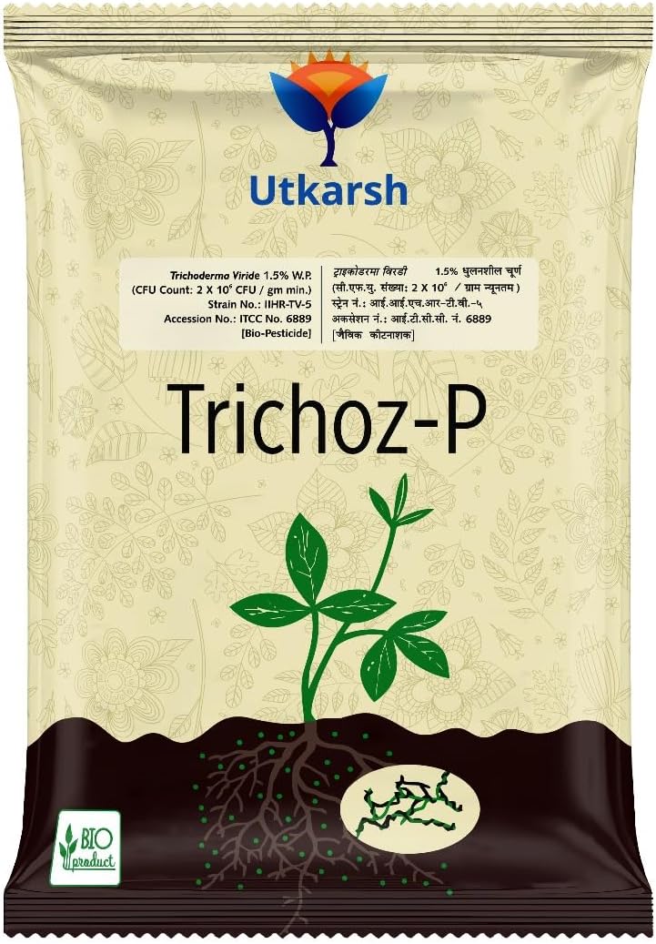 Utkarsh Trichoderma Viride 1.5% W.P.: 2 x 10^6 CFU/gm min. for Plants, Crops and Home Gardening - Trichoz-P (1 Kg; Pack of 1)