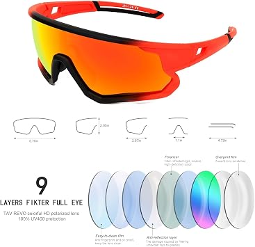 FMY Cycling Glasses Polarised Sports Sunglasses for Men Women
