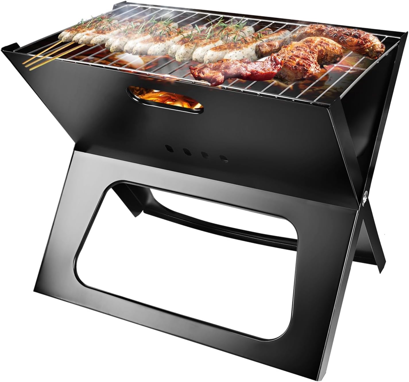 Przenośny grill na węgiel drzewny na kemping, grill, piknik i gotowanie na świeżym powietrzu - wytrzymały grill przy ognisku