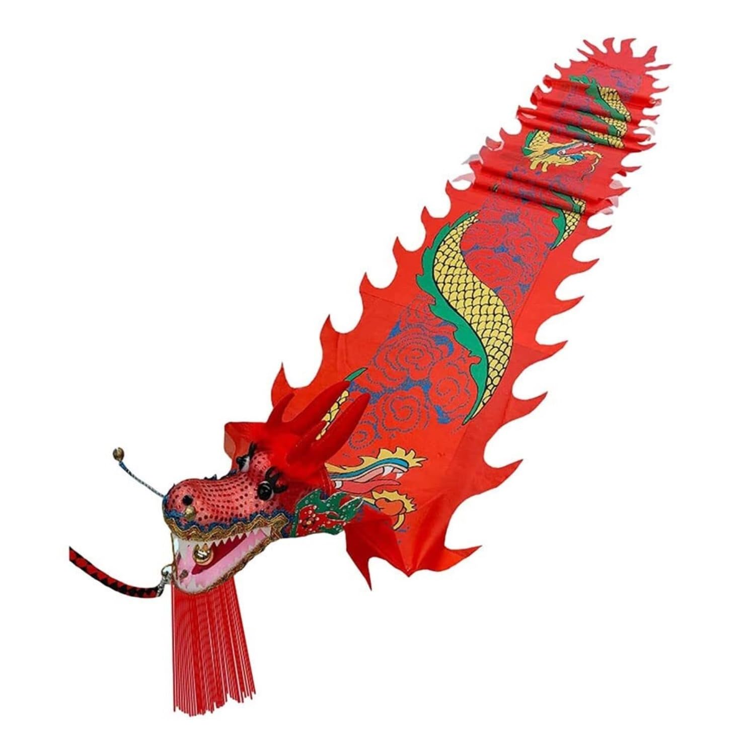 BJfhRH Outdoor Sports Traditional Chinese Dragon Dance Ribbon Streamer For Outdoor Fitness Party Stage Performance Prop Festival Celebration(Rosso,6m)