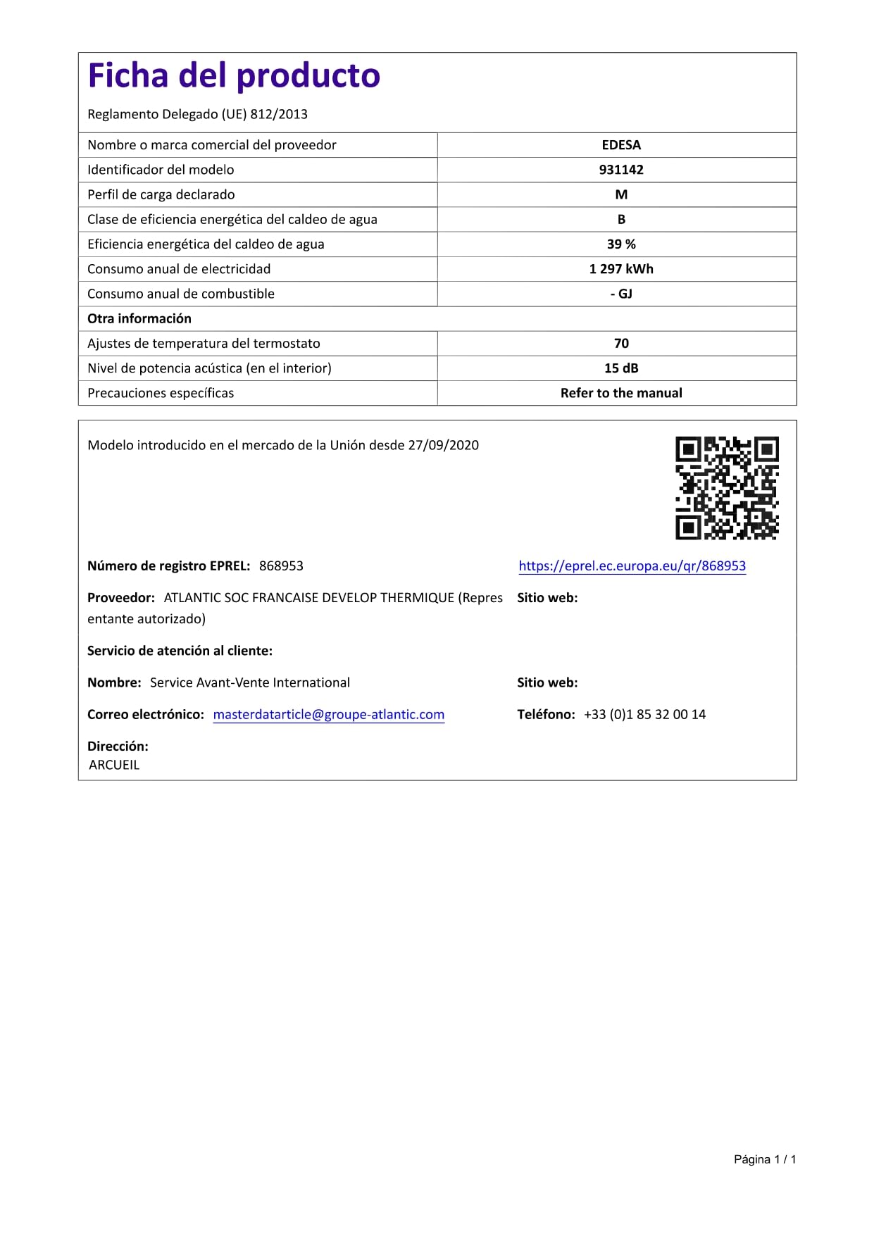 Edesa Flat 50 Wifi, termo eléctrico 50 litros, Calentador de agua horizontal o vertical, medidas 76,5 x 490 x 310cm, Fabricado para ser instalado en España