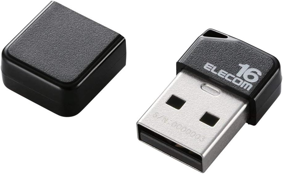 Elecom MF-SU2B16GBK 16GB USB Flash Drive with Strap Hole Cap, Black
