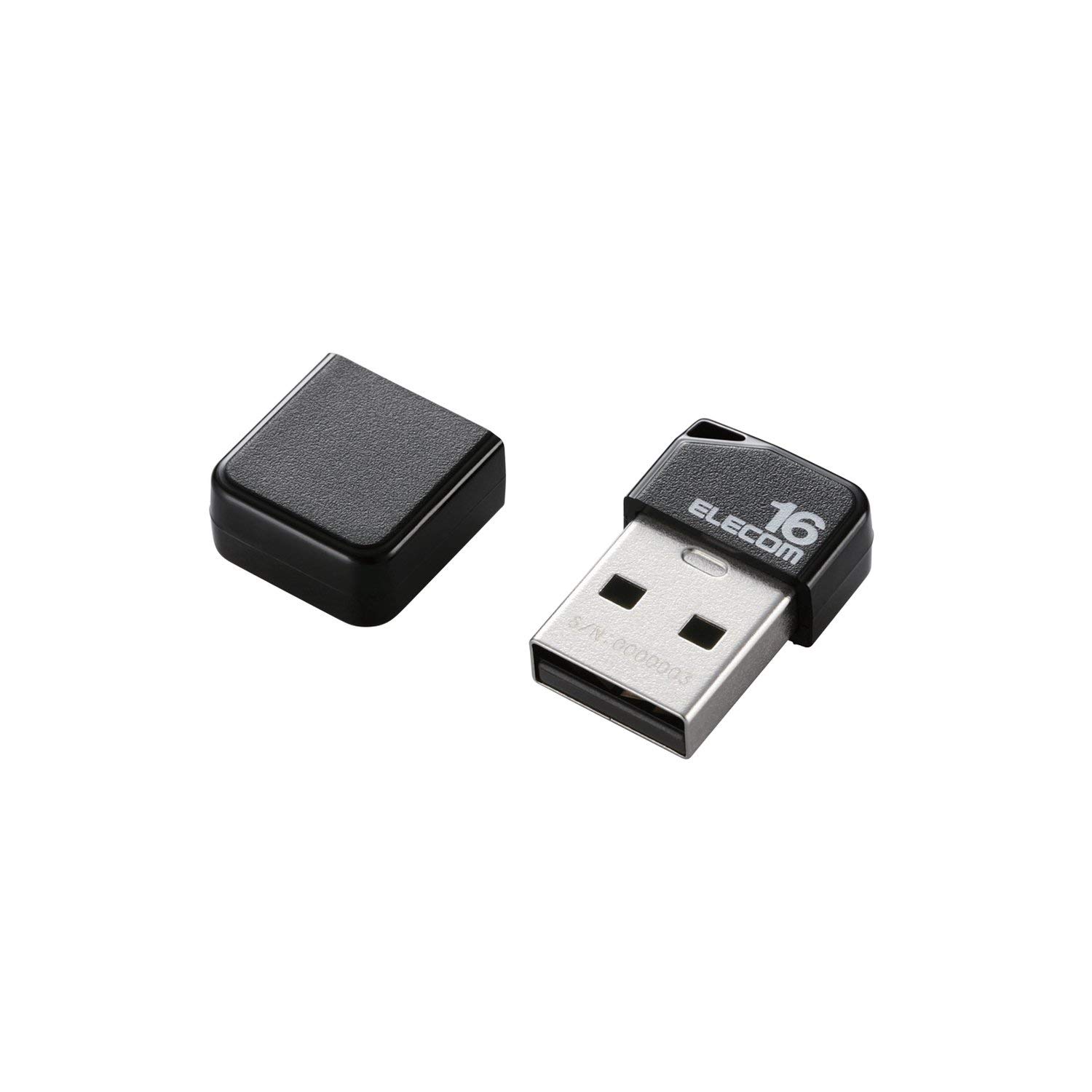 ELECOM Negro Con La Memoria USB De 16 GB USB 2.0 Tapa De Agujero De La Correa Pequeña MF-SU2B16GBK