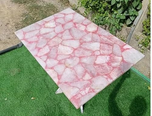 Elegant Rose Quartz Stone Dining Table Modern Agate Luxury Bar Cafeteria Countertop Handmade Kitchen Slab Decor Arts