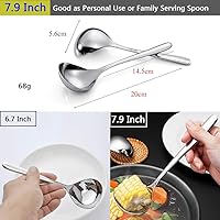 Vista 6 de Cucharas de fideos pho profundos de acero inoxidable 188, cuchara grande para sopa y cucharón para servir, mini cucharón, 7.9 pulgadas