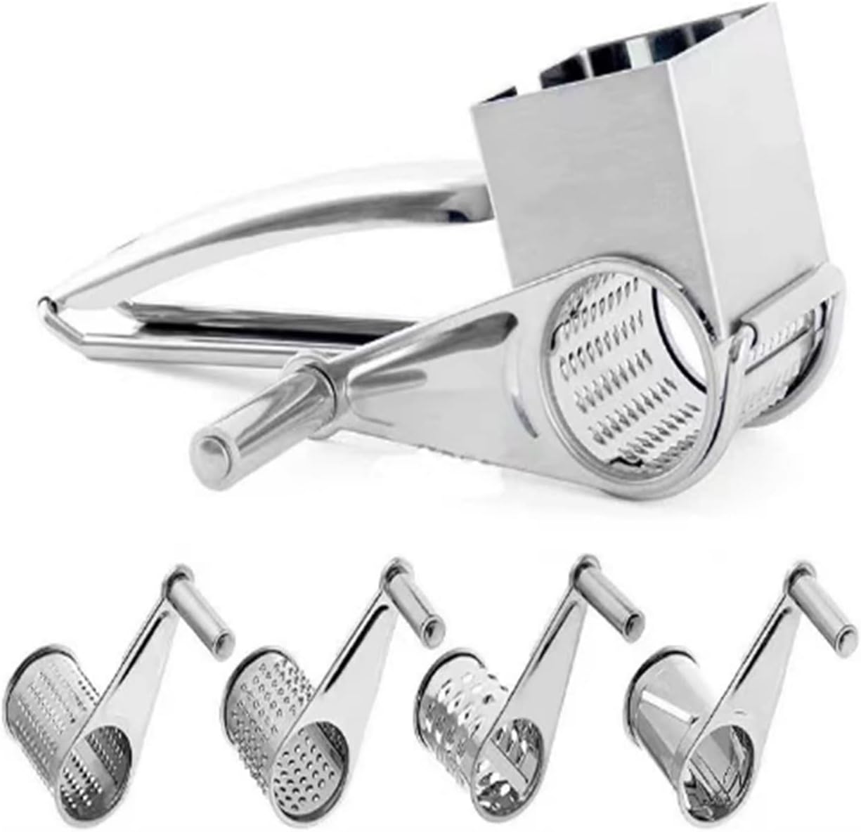 Cheese Grater Stainless Steel Handheld Rotary Grater Perfect for Kitchen Easy to use hand-cranked rotary shredder grinder or slicer to grate hard cheese chocolate nuts etc (Size : 4 planing/1290 (Siz