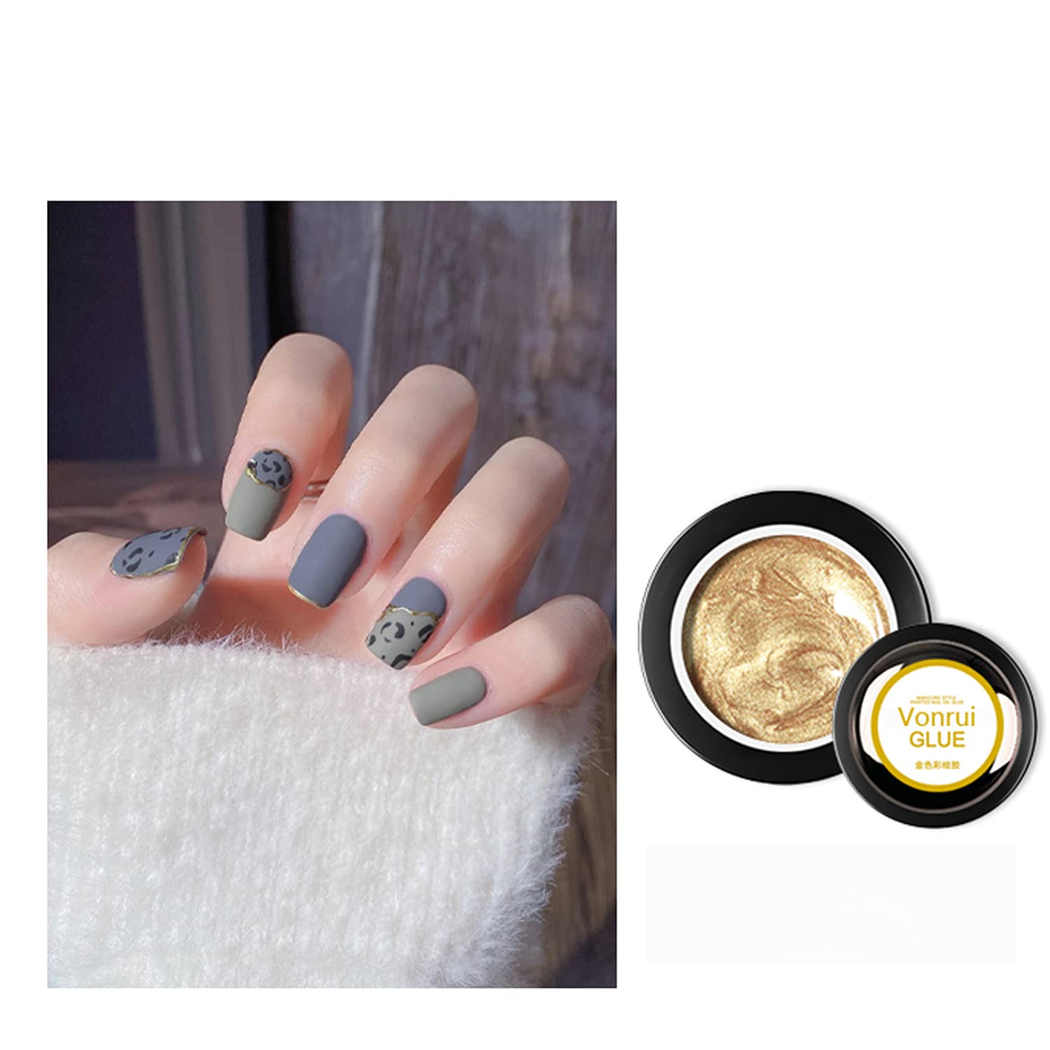 Sliver Gel Base Metal Effect Line Gel Soak Off Led Glass Transparent Colors Gel Polish 5g Nail Venalisa UV Gel Vanish (Painted gold)