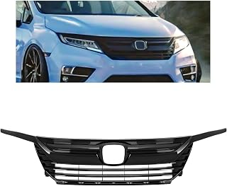 KUAFU Front Grille & Headlight Eyelid Molding Compatible with 2018-2020 Honda Odyssey Replacement for HO1200232 71121THRA01 Bumper Upper Hood Grill Painted Black