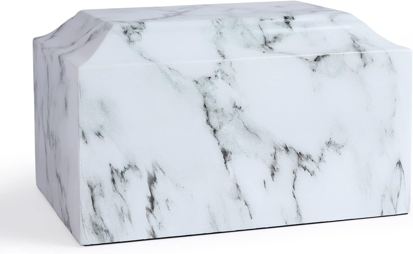 White Classic Cultured Marble Cremation Urn for Adult Ashes