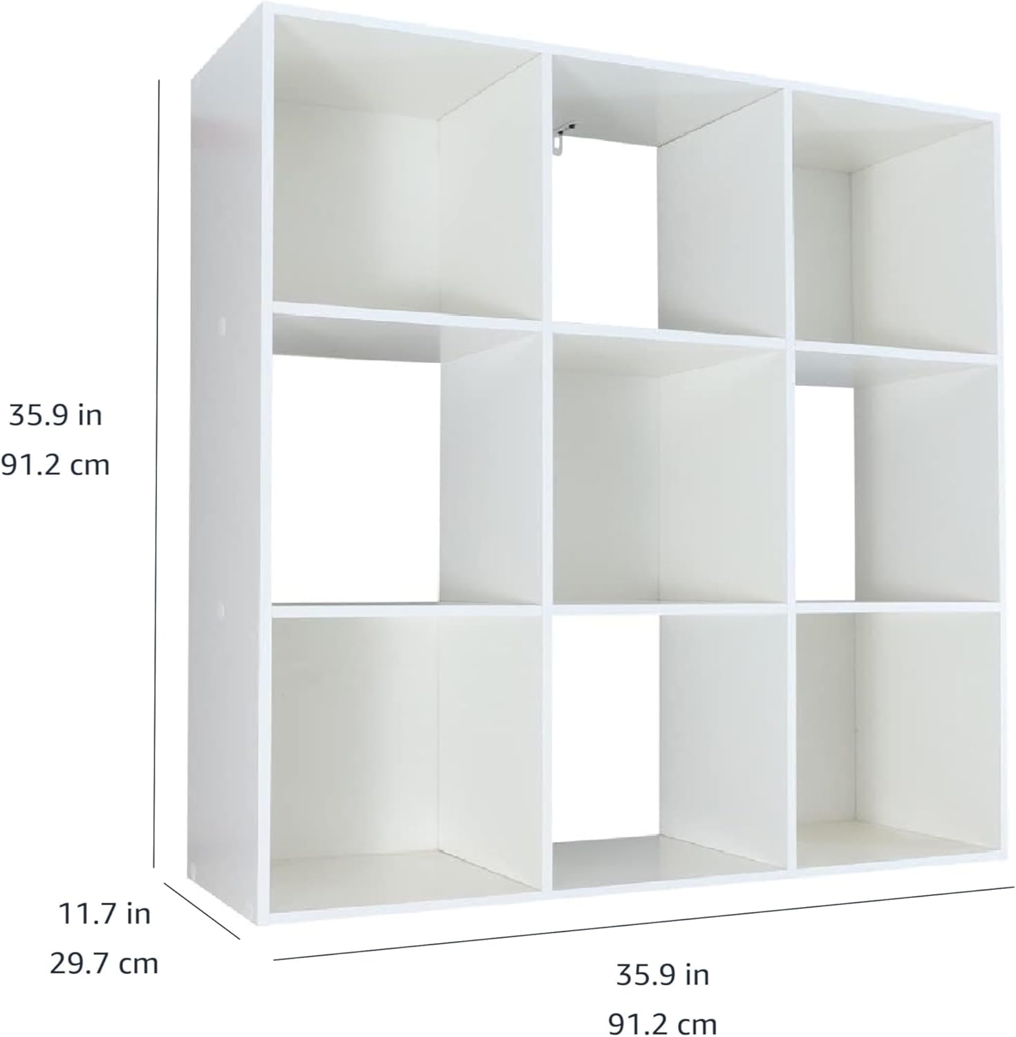 Amazon Basics Storage Cube Shelf Organizer, 9 Cubes, White, 11.7" D x 35.9" W x 35.9" H