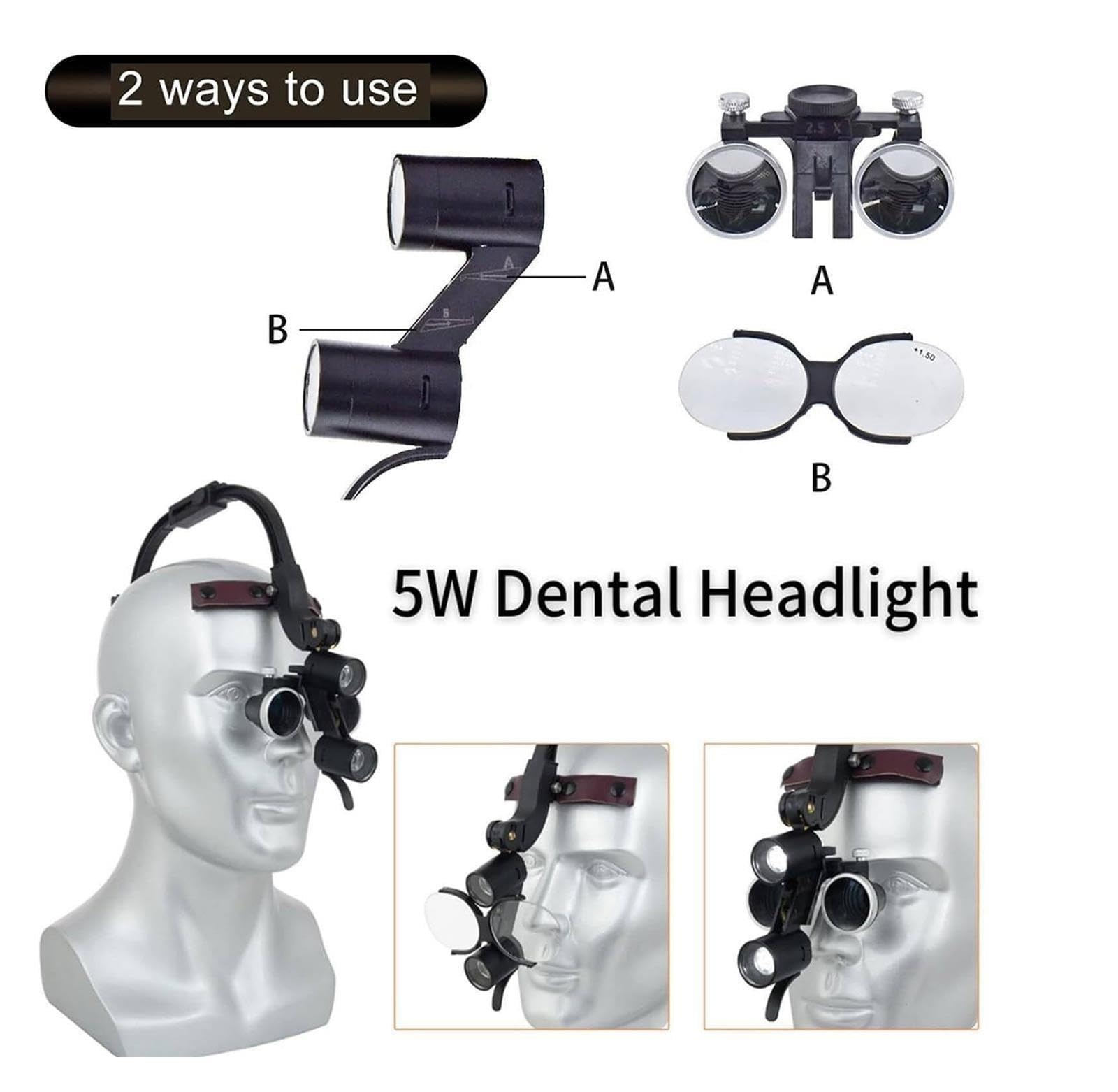 Lenti Dentali Con Luce, Ingrandimento 2,5X/3,5X,LED Da 5 W