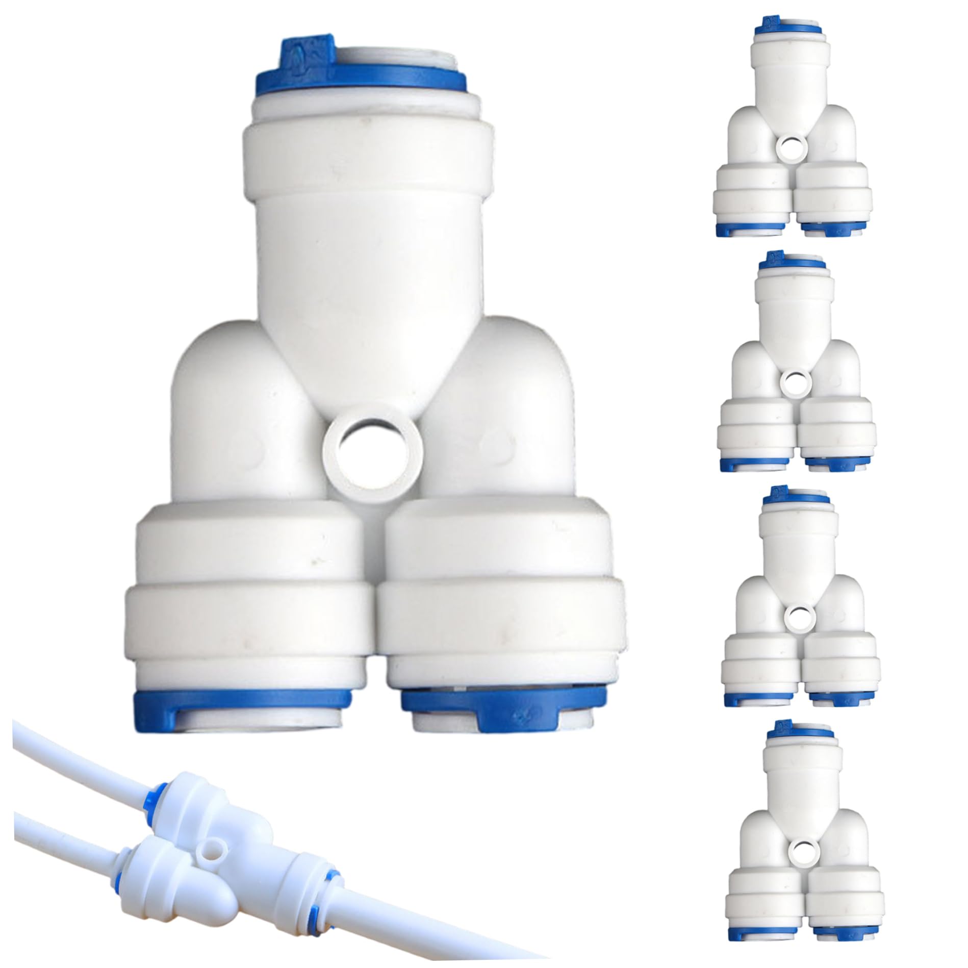 Hose Quick Connect Fittings, 5PCS 3/8 Quick Connect Fittings, Y Type Splitter Water Hose for Water Filtration System