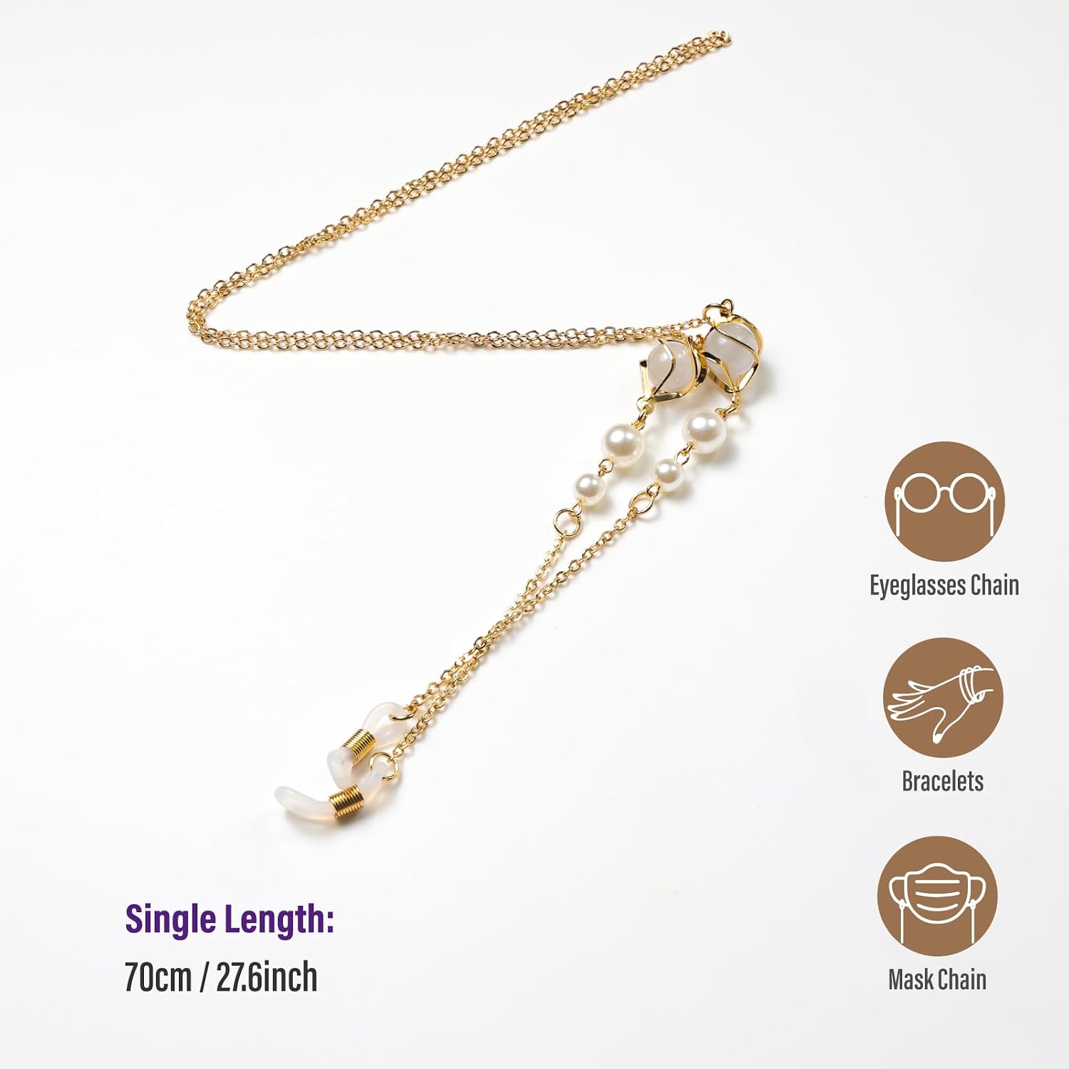 Fashion Metal Eyeglass Chain with Beaded Decor – Versatile Eyewear Strap for Sunglasses, Reading Glasses & Eyeglasses – Stylish Accessory for Men & Women image 4