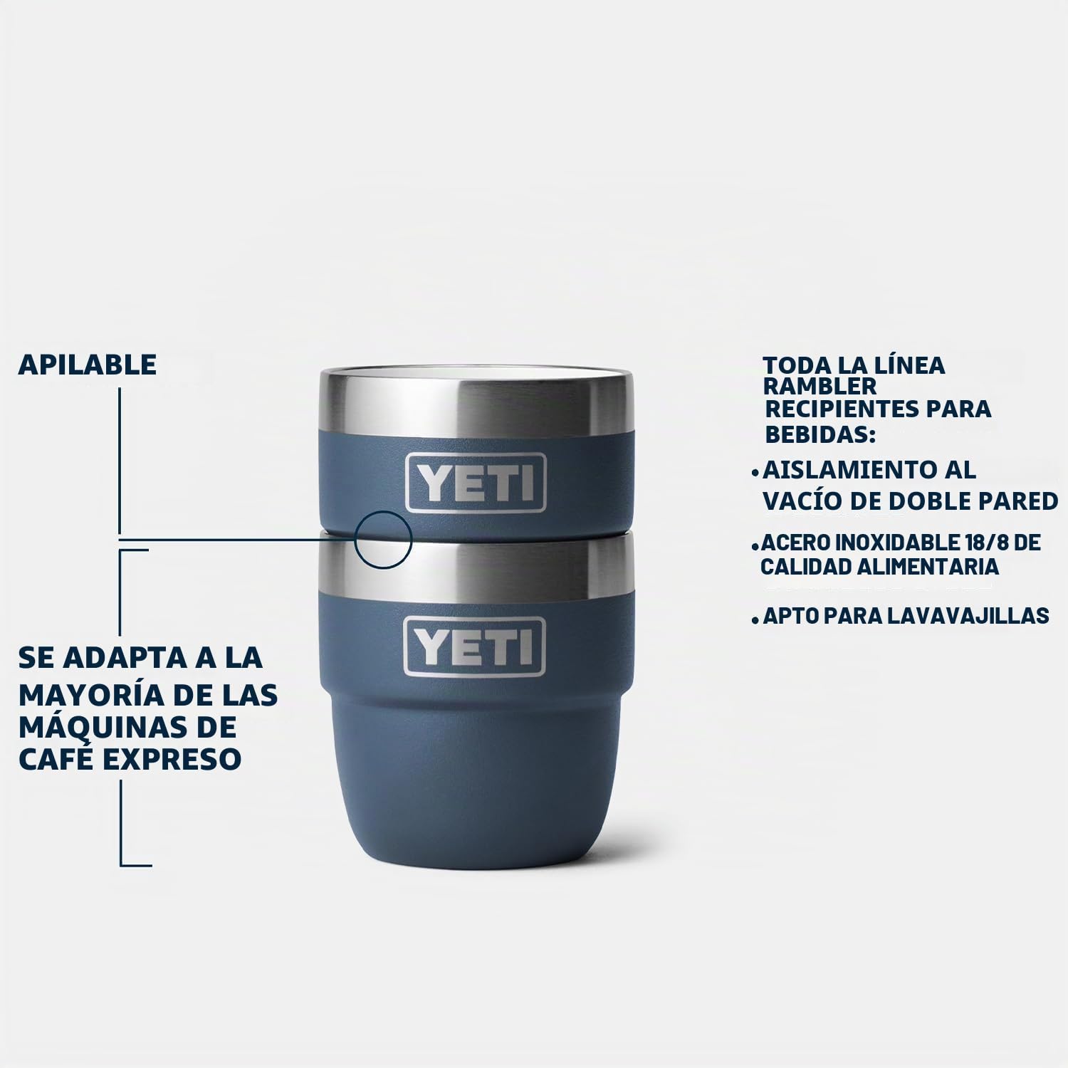 YETI Rambler Espresso Cup, Vacuum Insulated Stainless Steel Stackable Cup, Rescue Red, 2 Pack 4 oz (118 ml)