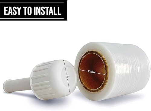 Miniatura 4 de 8NET - Mini rollo elástico de 5 pulgadas x 1000 pies, calibre 80, con asa, 12 rollos, película retráctil de plástico transparente y resistente para